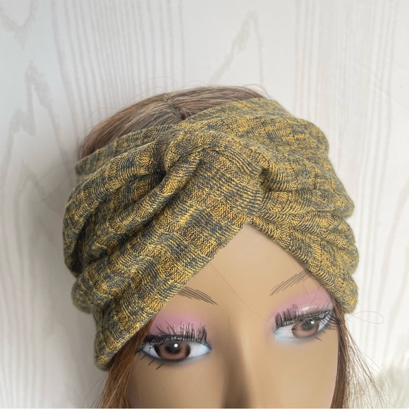Mustard Knit Wide Twisted Headband, Headwraps, Headbands - Picture 5 of 6